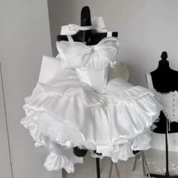 Women's White Angel Princess Fairy Dress Sweet Bow Off Shoulder Slim Strapless Trailing Dress Party Evening Dresses 2024 New