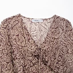 Spring 2025 New Women's Midi Dress V-neck Layered Decoration Print Long Sleeve Commute Style Single Piece Other Material 100%