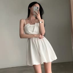 Chic Summer Knot Tie Pleated Flower Bud Strap Dr Girl's Feel High Waist Korean Sle No Sve Polyester Fiber