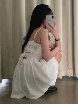 Chic Summer Knot Tie Pleated Flower Bud Strap Dr Girl's Feel High Waist Korean Sle No Sve Polyester Fiber
