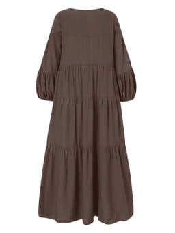 ZANZEA Vintage Ruffle Dress Women's Spring Sundress Casual Puff Sleeve Maxi Vestidos Female V Neck Robe Elegant Long Dresses