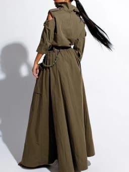 Retro Maxi Shirt Dress Women 2026 Turndown Neck Half Sleeve Zipper Belt Pockets Long Dress Ladies Streetwear Women Clothes