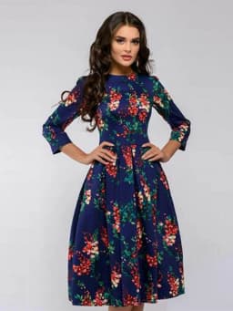 Vintage pleated tunic print dress women Elegant ladies A line dresses Long sleeve female autumn mixi party dress vestidos