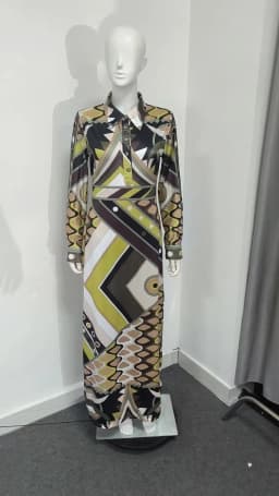 TWOTWINSTYLE Hit Color Printing Spliced Buttons Casual Dresses for Women Lapel Long Sleeves Fashion Dress Female Clothing New