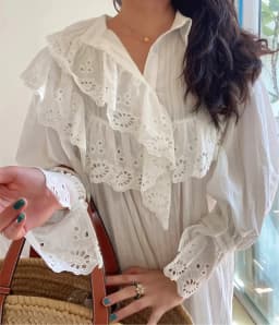 Flare Long Sleeve Ruffles Dress For Women Robe Cotton White Floral Embroidery Lace Dresses Oversize Casual Autumn Boho Vestidos