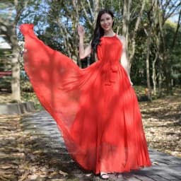 Travel Photo Desert Long Dress Women's New Summer Large Swing Chiffon Dress Elegant Belt Slimming Seaside Holiday Beach Dresses