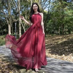 Travel Photo Desert Long Dress Women's New Summer Large Swing Chiffon Dress Elegant Belt Slimming Seaside Holiday Beach Dresses