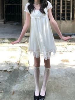 French Elegant Slim Short Sleeve Dress 2000s Harajuku Vintage Sweet Short Party Dress Y2k Japan Style Lolita Kawaii Mini Dress