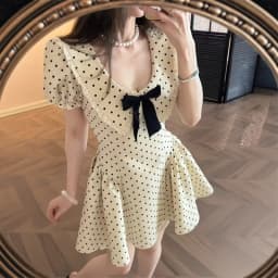 French Elegant Slim Short Sleeve Dress 2000s Harajuku Vintage Sweet Short Party Dress Y2k Japan Style Lolita Kawaii Mini Dress