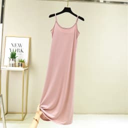 Summer Thin Ice Silk Camisole Dress Women's A-Line Midi Skirt Casual Wear Large Size Inner Wear Dress Korean Style