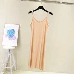 Women's Summer Thin Modal Lined Midi Dress A-Line Pure Color Base Skirt V-Neck Sleeveless Commute Simple Hollow out Loose Waist