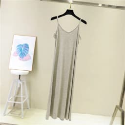 Women's Summer Thin Modal Lined Midi Dress A-Line Pure Color Base Skirt V-Neck Sleeveless Commute Simple Hollow out Loose Waist