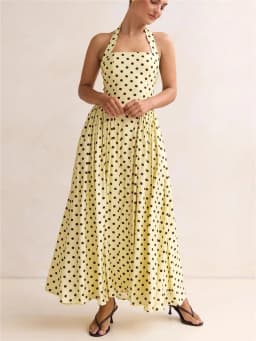 Polka Dot Halter Neck Maxi Dress Women's Summer Sleeveless Dress Beach Party Casual Going Out Dress Elegant A Line Fit Sundress