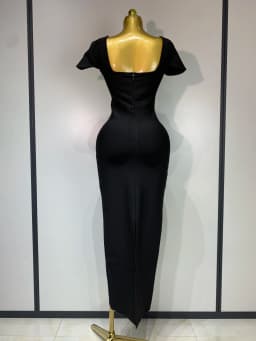 Women Celebrity Sexy Square Collar Bodycon Bandage Long Dress 2025 Luxury Birthday Dresses Knitted Elegant Evening Party Outfit