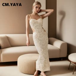 CM.YAYA 2025 Summer Women Sequins Beading Strap Sleeveless Bodycon Maxi Long Dress Sexy Night Evening Birthday Party Dresses