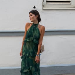 Women Dress Chiffon Strapless Detachable Neck Maxi Dress Scarf Strap Multi Tier Ruffle Layered Flowy Hem Slim Elegant Dress Lady