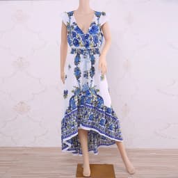 Customizable Duzeala 2022 New Women Summer Boho Beach Maxi Dress Sexy V Neck Vintage Print Long Dresses Casual Sundress Dress