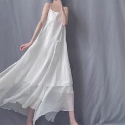 Summer New Women's Cotton Lin Dress Artistic Style Midi Skirt Sleeveless Strapless Uneven Hem Large Flounce Skirt