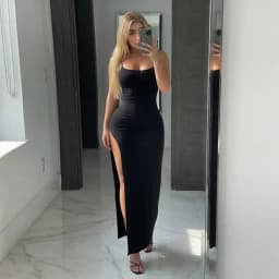 Sexy Bodycon High Slit Tank Dress Women Solid Off Shoulder Slip Dress