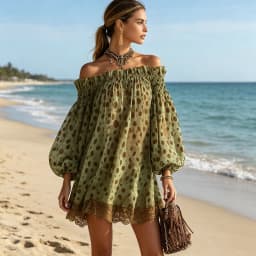 Fashion Women Elegant Polka Dot Party Cocktail Short Dress Off The Shoulder Puff Sleeve Lace Hem Loose Fit Evening Mini Dresses