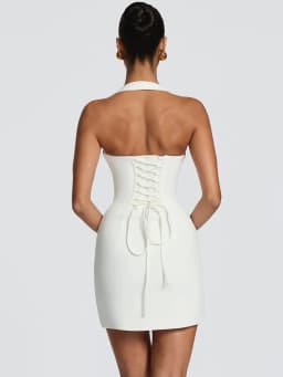 Mozision Halter Backless Sexy Mini Dress Women Elegant Sleeveless Back Lace Up Bodycon Club Party Evening Cocktail Dress 2026