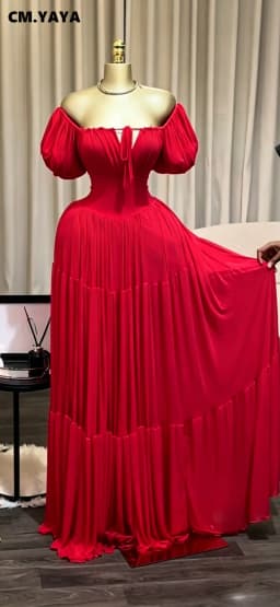 CM.YAYA 2026 Summer Women Strap short sleeve Big Swing Long Maxi Dress Slim Evening Birthday Beach Sexy Vacation Party Dresses