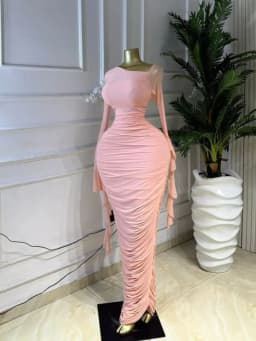 CM.YAYA Women Ruffles Long Sleeve Ruched Stacked Bodycon Maxi Long Dress Vacation Trendy Party Birthday Long Dresses Vestidos