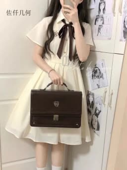 Japanese College Style JK Embroidered Dress Women Summer New 2025 Solid Dresses Woman