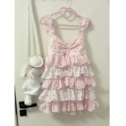Sweet Japanese Style Tiered Sleeveless Dress with Polka Dots Cute Mini Cake Dress Summer Casual Feminine Outfit for Women New