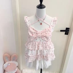 Sweet Japanese Style Tiered Sleeveless Dress with Polka Dots Cute Mini Cake Dress Summer Casual Feminine Outfit for Women New