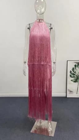 Party Women's Dress Halter Sleeveless Backless Tassel Solid Female Long Holiday Dresses 2026 Summer Fashion Elegant Lady Robe