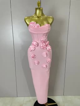 Sexy Fashion White Elegant Strapless Flower Bodycon Long Dress Women Casual Streetwear Club Birthday Party Slim Elegangt Dresses