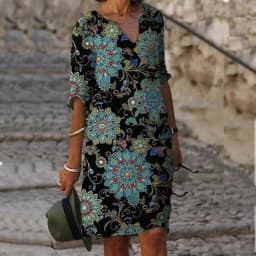 Women Loose Spring Vintage Ruffles Befree Dress Large Big Printed Sexy Summer Boho Casual Party Elegant Dresses Plus Sizes