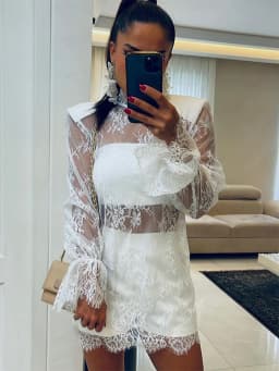 Trendix Sheer Lace Dress For Women's Club Sexy See Through Long Sleeve Mini Dresses Party Elegant Beach Sexy Cover Up Dress 2026