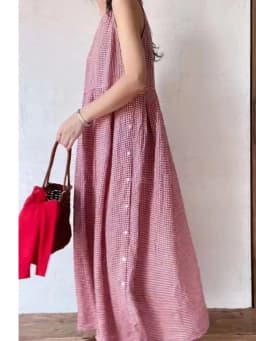 Summer New French Style Plaid Sleeveless Casual Dress Women Length Round Neck Loose Waist Skirt Women Ladies Dresses Vestidos