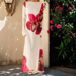 Lamuusaa Floral Print Long Dress y2k Women Clothes Boat Neck Long Sleeve Mesh Dress Summer Beach Party Dresses Clubwear