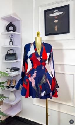 CM.YAYA 2026 Spring Women Flare Long Sleeve V-neck Sashes Ruffle Mini Dress Street Elegant Sexy Vacation Party Birthday Dresses