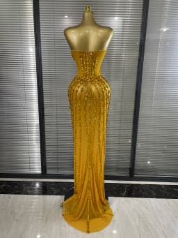 Sparkly Crystal Women Sexy Strapless Mesh See Through Long Maxi Bodycon Dress Elegant Evening Party Birthday Wedding Wear