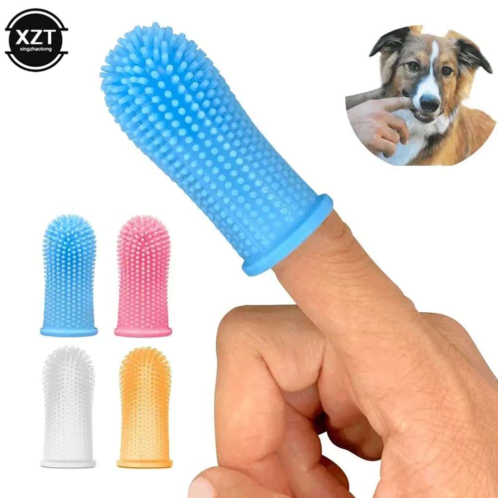 Dog Super Soft Pet Finger Toothbrush Teeth Cleaning Bad Breath Care Nontoxic Silicone Tooth Brush Tool Dog Cat Cleaning Supplies