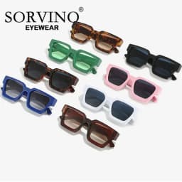 SORVINO 2024 Luxury Square Sunglasses Retro Brand Designer Men Trending Leopard Blue Green Sun Glasses Personalized Shades UV400