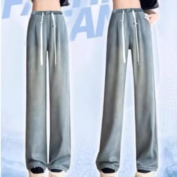 Maternity Korean Style Denim Trousers Summer Vintage Female Drawstring Waist Pants Pregnant Woman Jeans Loose Casual Long Pants