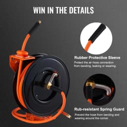 SucceBuy Retractable Air Hose Reel 50FT Hybrid Air Compressor Hose Reel Wall Mount Heavy Duty Double Arm Stainless Steel Reel