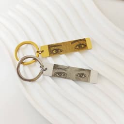 GoldButterly Customized Eyes Photo Couple Key Chain Laser Engraved Eyes Photo Key Chain Stainless Steel Jewelry Gifts for Lover
