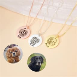 Personalized Pet Portrait Necklace Custom Dog Photo Necklace Birthday Gift for Pet Lover Engraved Pet Portrait Jewelry Pet Gift