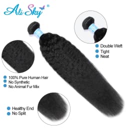 Kinky Straight Human Hair 3Bundles With 4x4 5x5 Closure Long 30inch Yaki Straight Bunldes With a Frontal 13x4 tissage bresilien