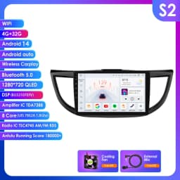 Hizpo 10.1" 2 Din Car Radio Carplay for Honda CRV 2012-2016 Android 13 GPS Navigation Multimedia Player Audio Stereo SWC BT 4G