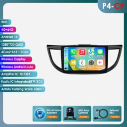 Hizpo 10.1" 2 Din Car Radio Carplay for Honda CRV 2012-2016 Android 13 GPS Navigation Multimedia Player Audio Stereo SWC BT 4G