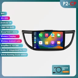 Hizpo 10.1" 2 Din Car Radio Carplay for Honda CRV 2012-2016 Android 13 GPS Navigation Multimedia Player Audio Stereo SWC BT 4G