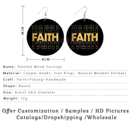 SOMESOOR Inspired Sayings Women Wooden Drop Earrings Black Blessed Dope Queen Faith BABE Hustle Squad Big Circle Dangle Jewelry