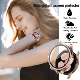 Glass+Case for Samsung Galaxy watch 4 44mm 40mm Accessories Bling Diamond PC bumper Shell +Screen protector Galaxy watch4 cover
